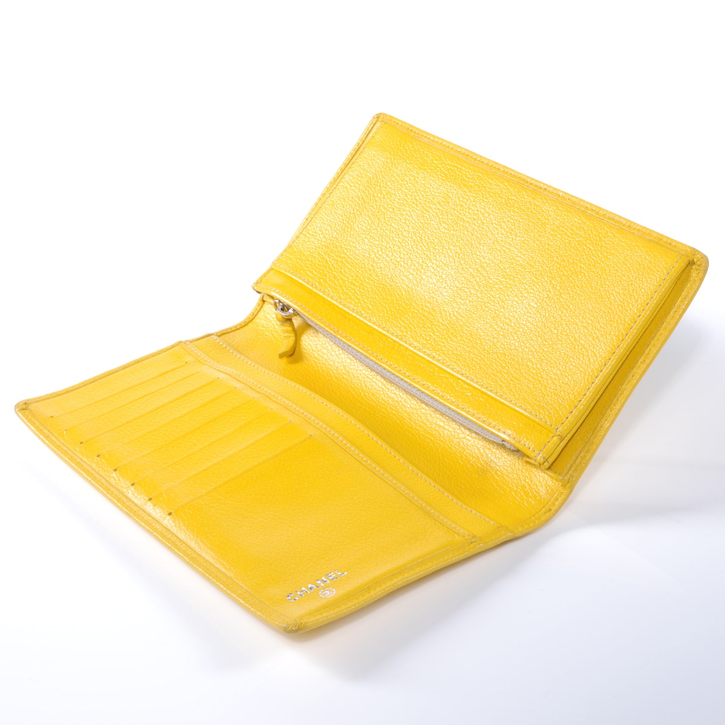 Leather Camellia Yen Wallet Yellow