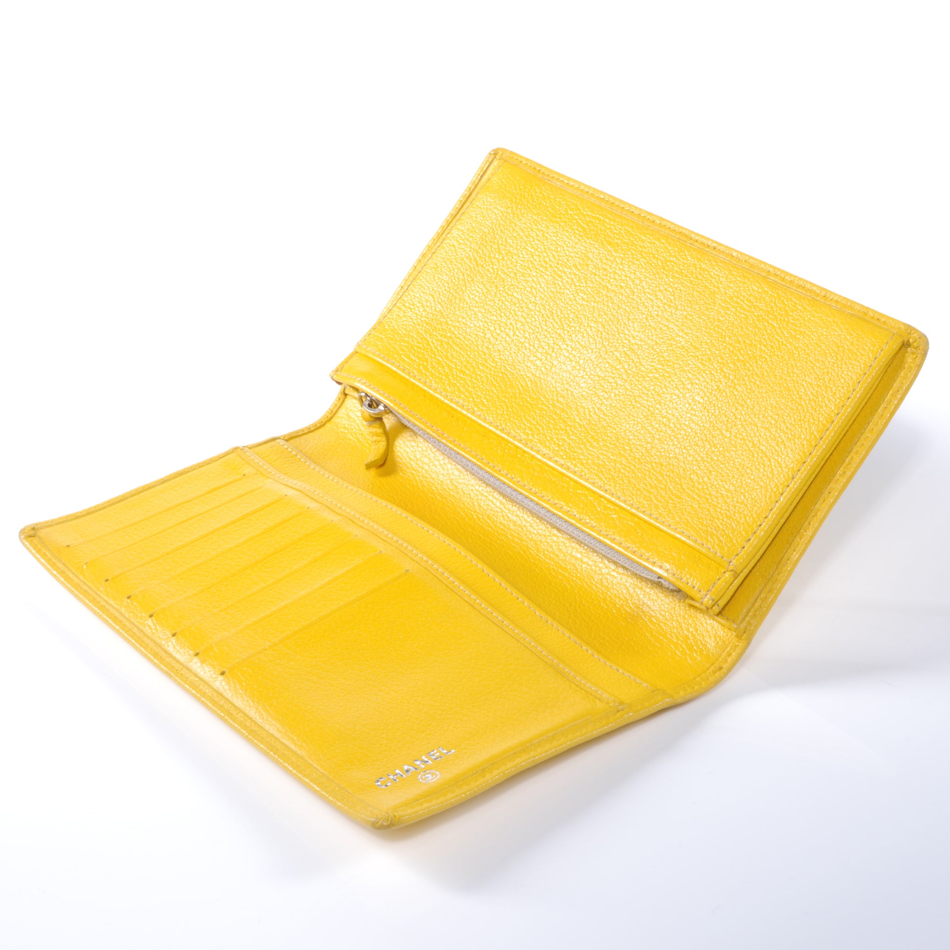 Chanel Leather Camellia Yen Wallet Yellow 4 of 7