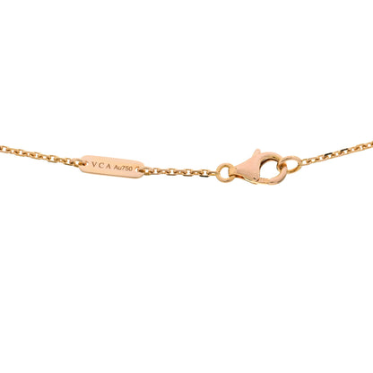 Van Cleef & Arpels 18K Rose Gold Diamond Pink Porcelain Vintage Alhambra Pendant Necklace 3 of 3