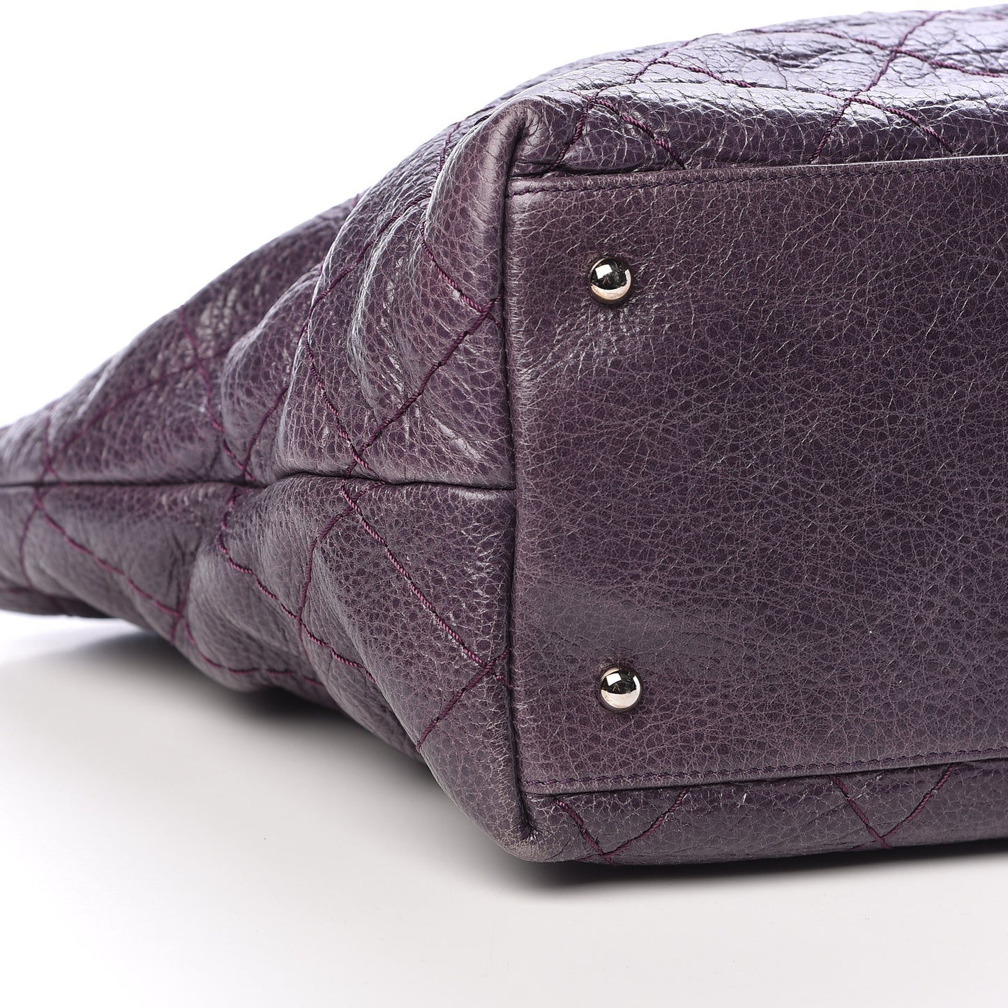 Glazed Calfskin Large On The Road Tote Purple