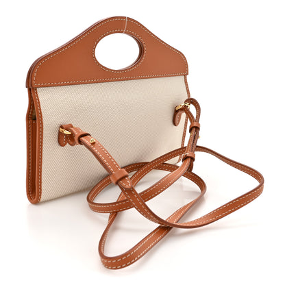 Burberry Canvas Calfskin Pocket Crossbody Bag Tan 3 of 10