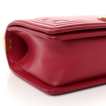 Chanel Lambskin Chevron Quilted Medium Boy Flap Dark Pink 9 of 10