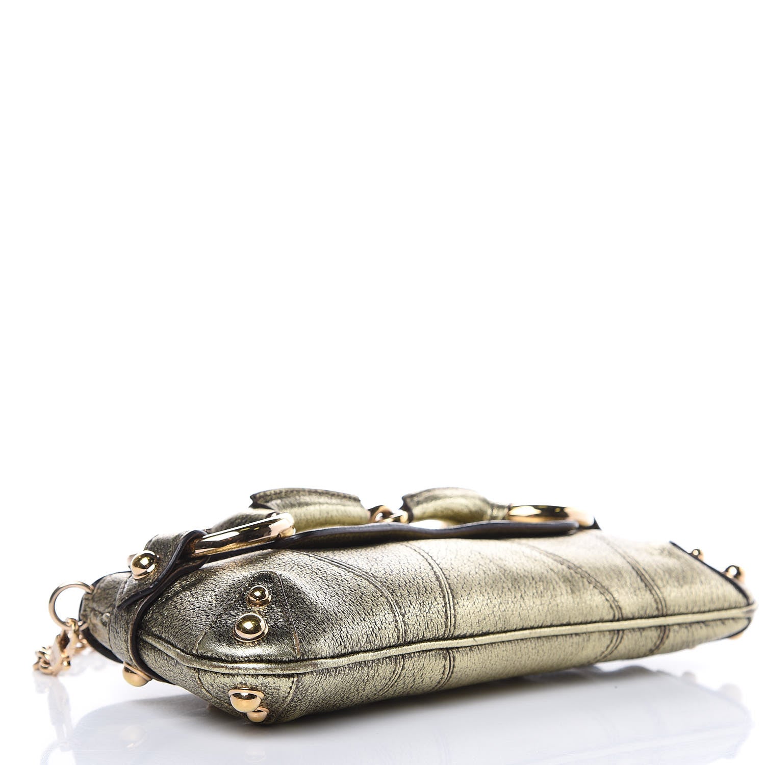 Gucci Calfskin Small Horsebit Chain Clutch Gold 5 of 10