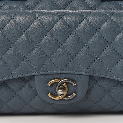 Chanel Grained Calfskin Quilted Large Casual Pocket Bowling Bag Blue 12 of 12