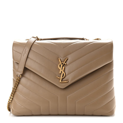 Saint Laurent Calfskin Y Quilted Monogram Medium Loulou Chain Satchel Dark Latte 1 of 10