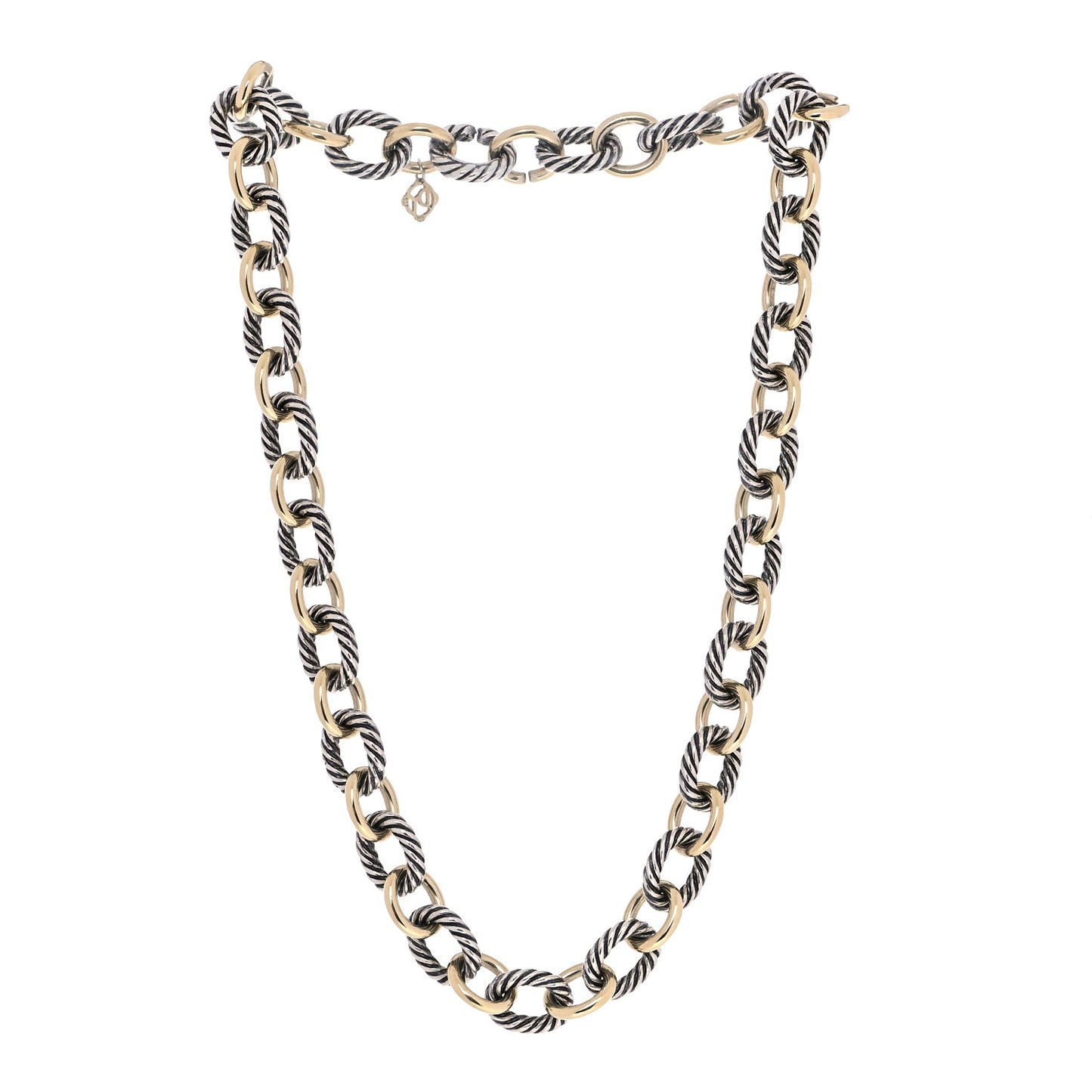 Sterling Silver 18K Yellow Gold 12mm Large Oval Link Necklace