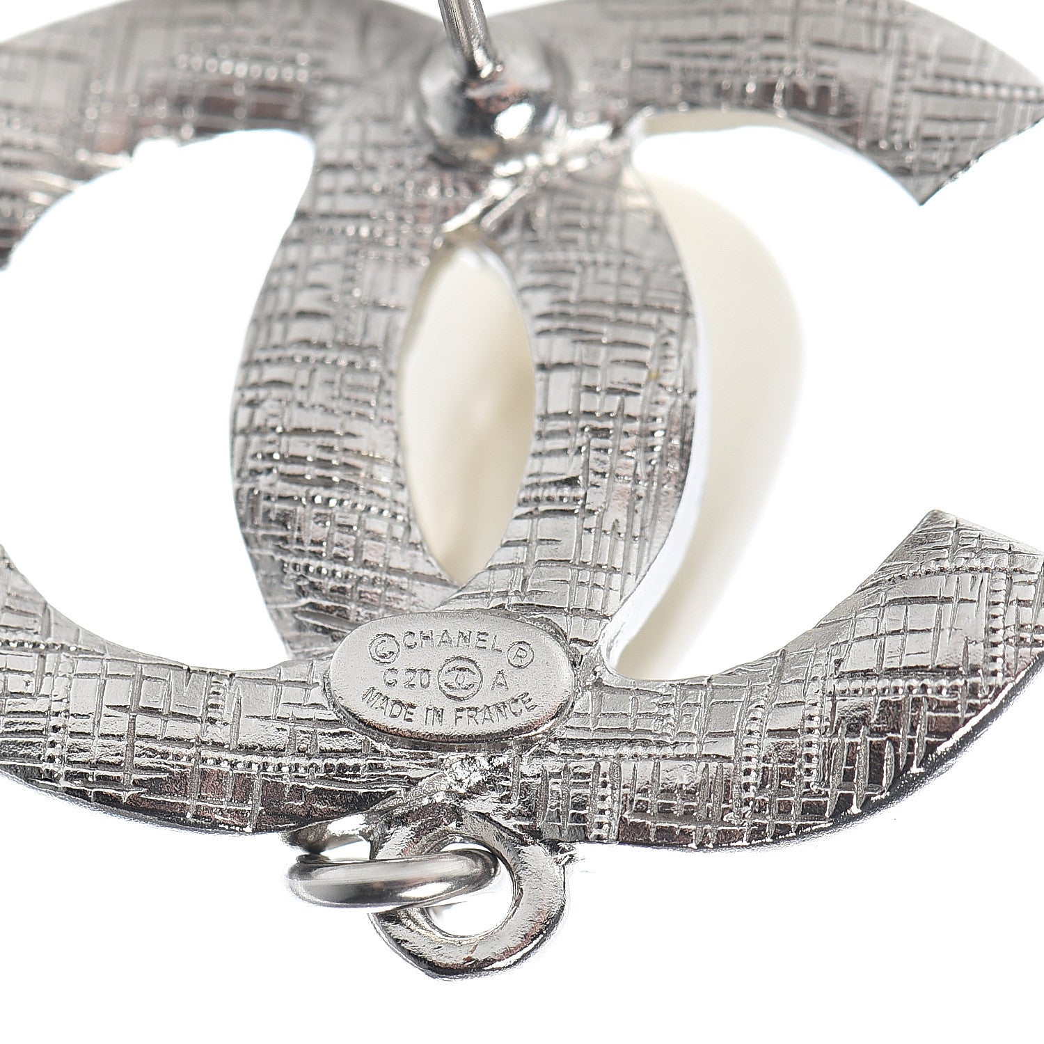 Chanel Crystal Pearl CC Drop Darling Bows Earrings Silver Pearly White 4 of 5