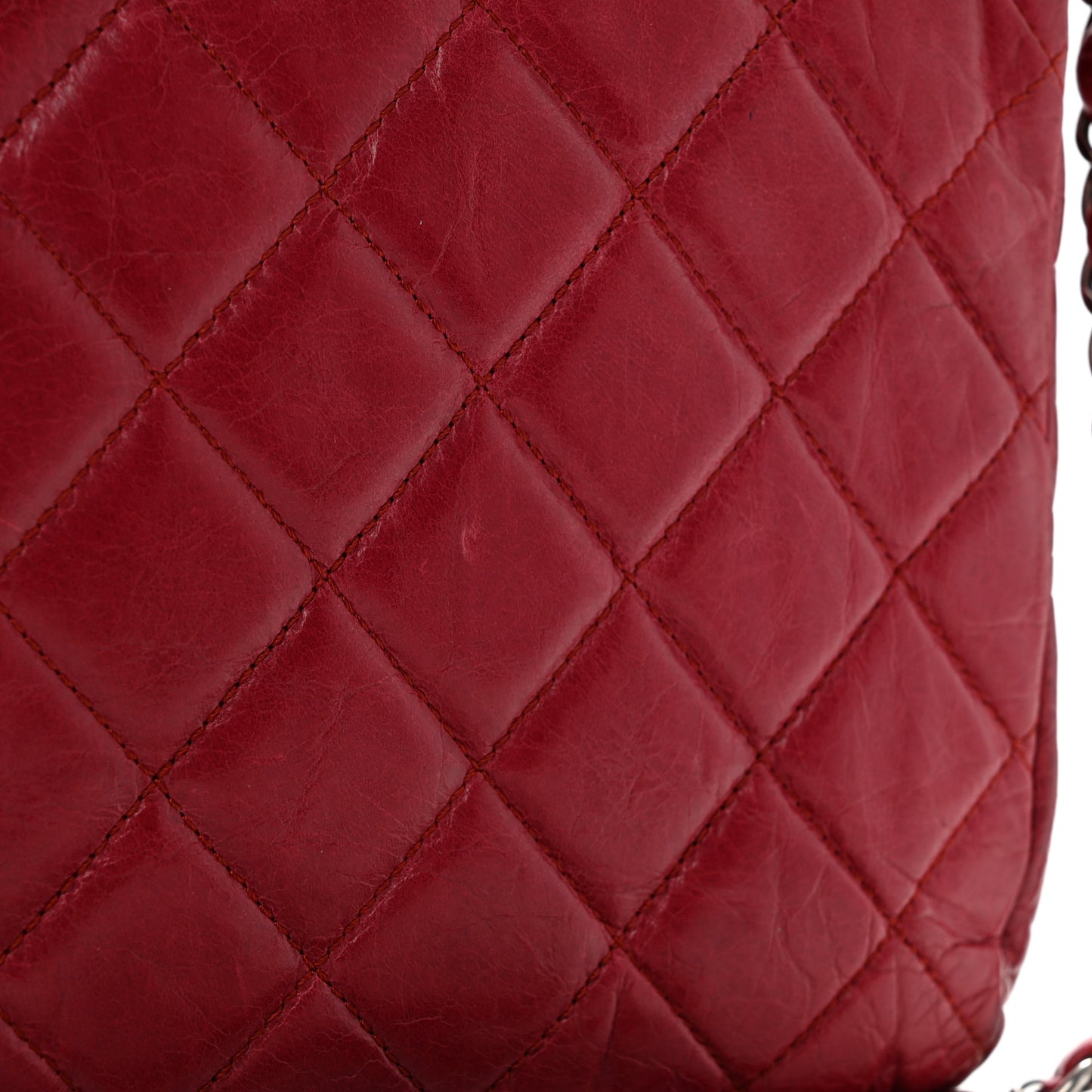Glazed Calfskin Quilted Soft Boy Flap Red