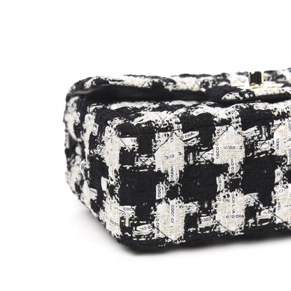 Chanel Tweed Quilted Mini Rectangular Flap Black Ecru White 8 of 10