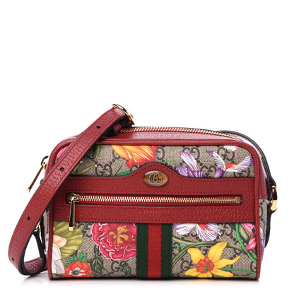 Gucci GG Supreme Monogram Flora Web Mini Ophidia Shoulder Bag Red 1 of 10