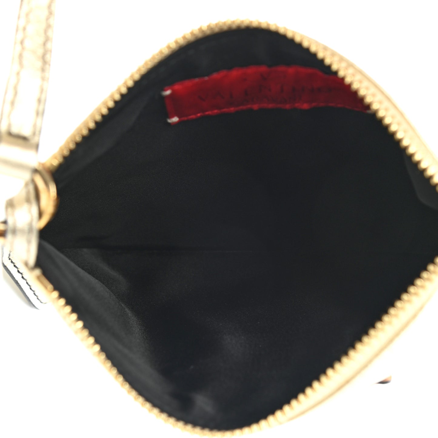 Metallic Calfskin Zip Wristlet Pouch Gold
