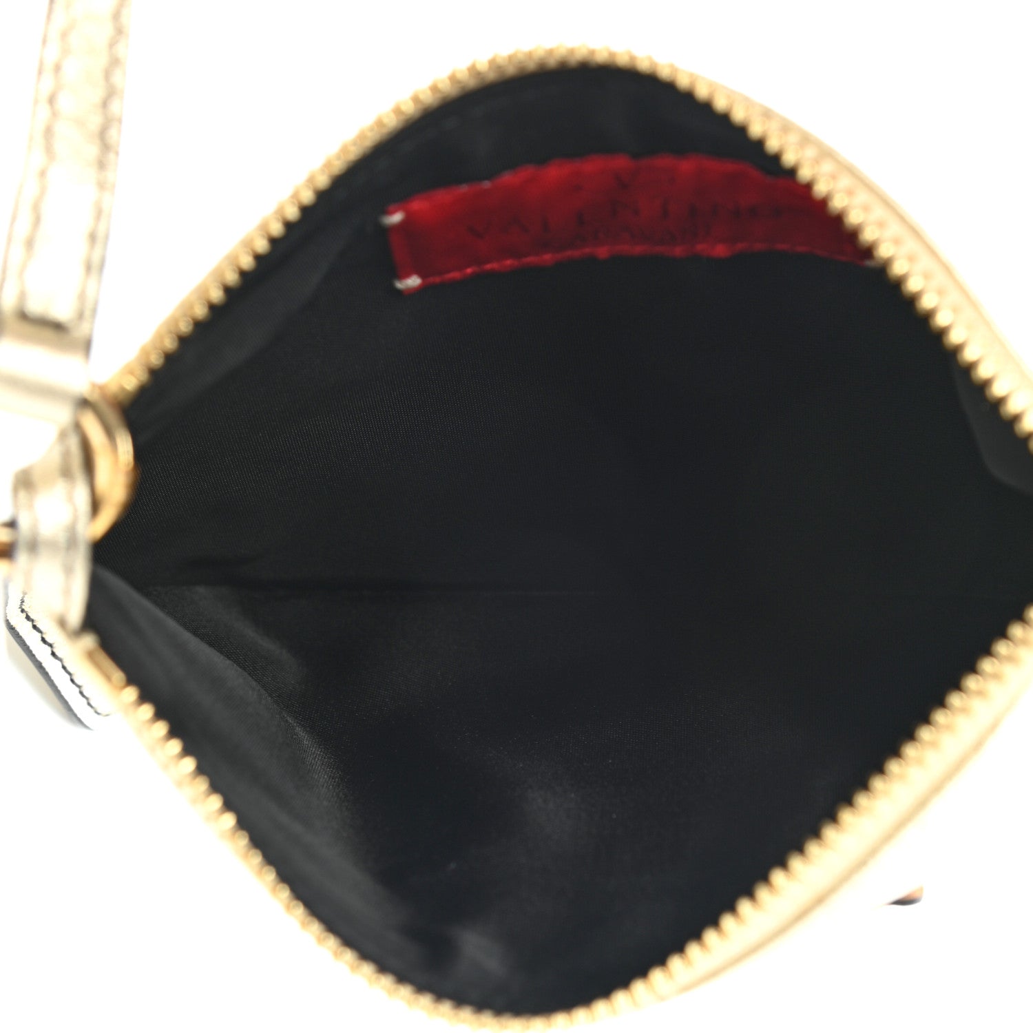 Valentino Garavani Metallic Calfskin Zip Wristlet Pouch Gold 5 of 7