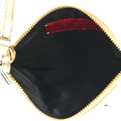 Valentino Garavani Metallic Calfskin Zip Wristlet Pouch Gold 5 of 7