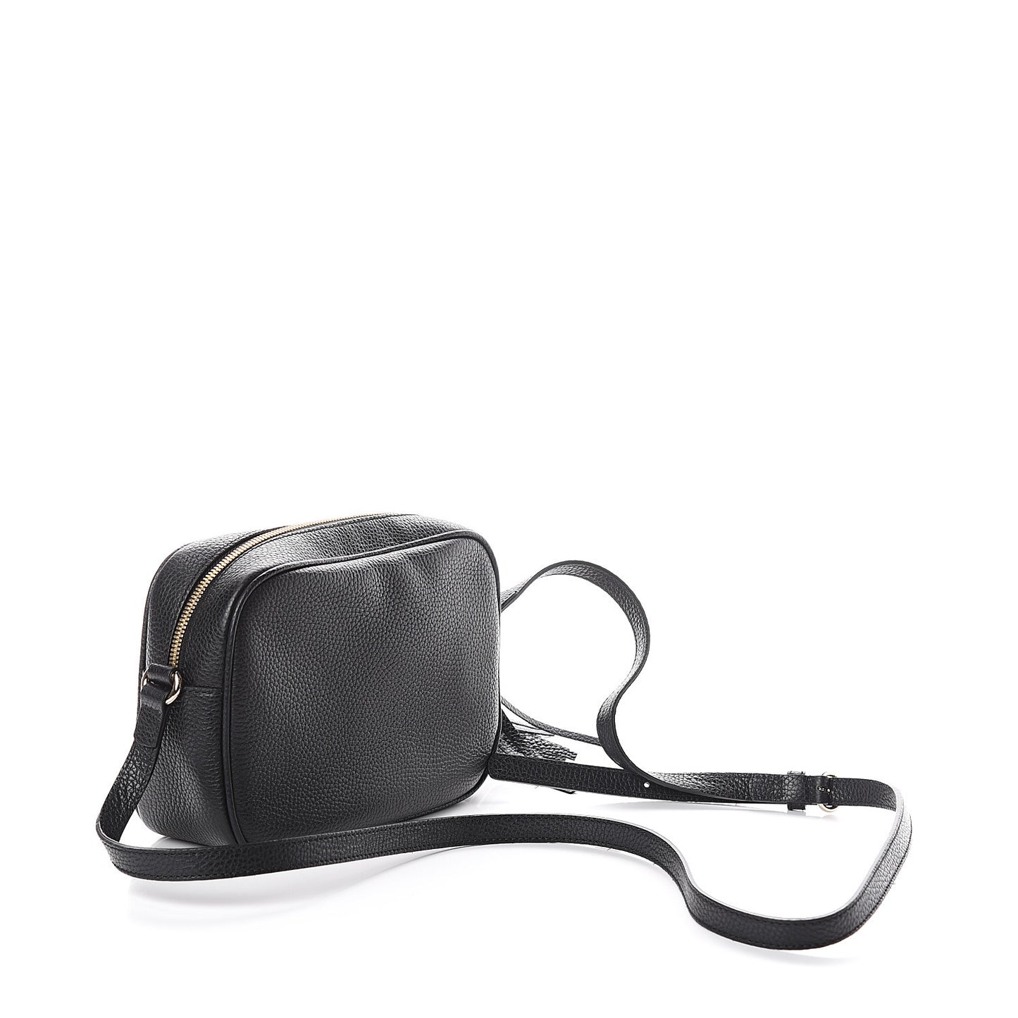 Pebbled Calfskin Small Soho Disco Bag Black