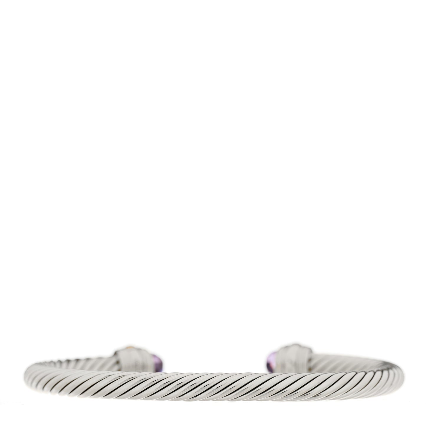 Sterling Silver 14K Yellow Gold Amethyst 5mm Cable Classics Bracelet