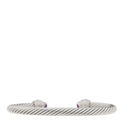 David Yurman Sterling Silver 14K Yellow Gold Amethyst 5mm Cable Classics Bracelet 2 of 5