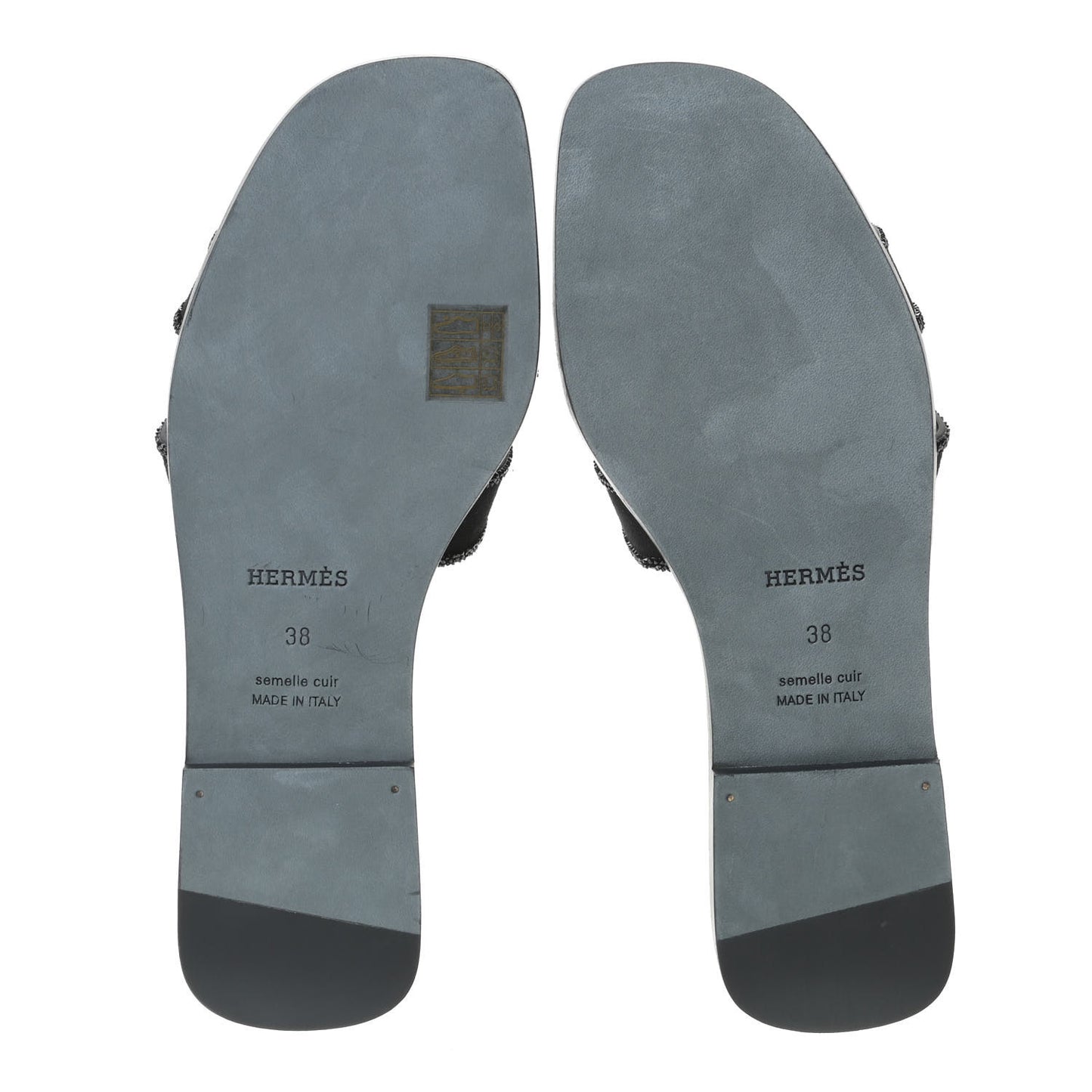 Suede Goatskin Crystal Oran Sandals 38 Black