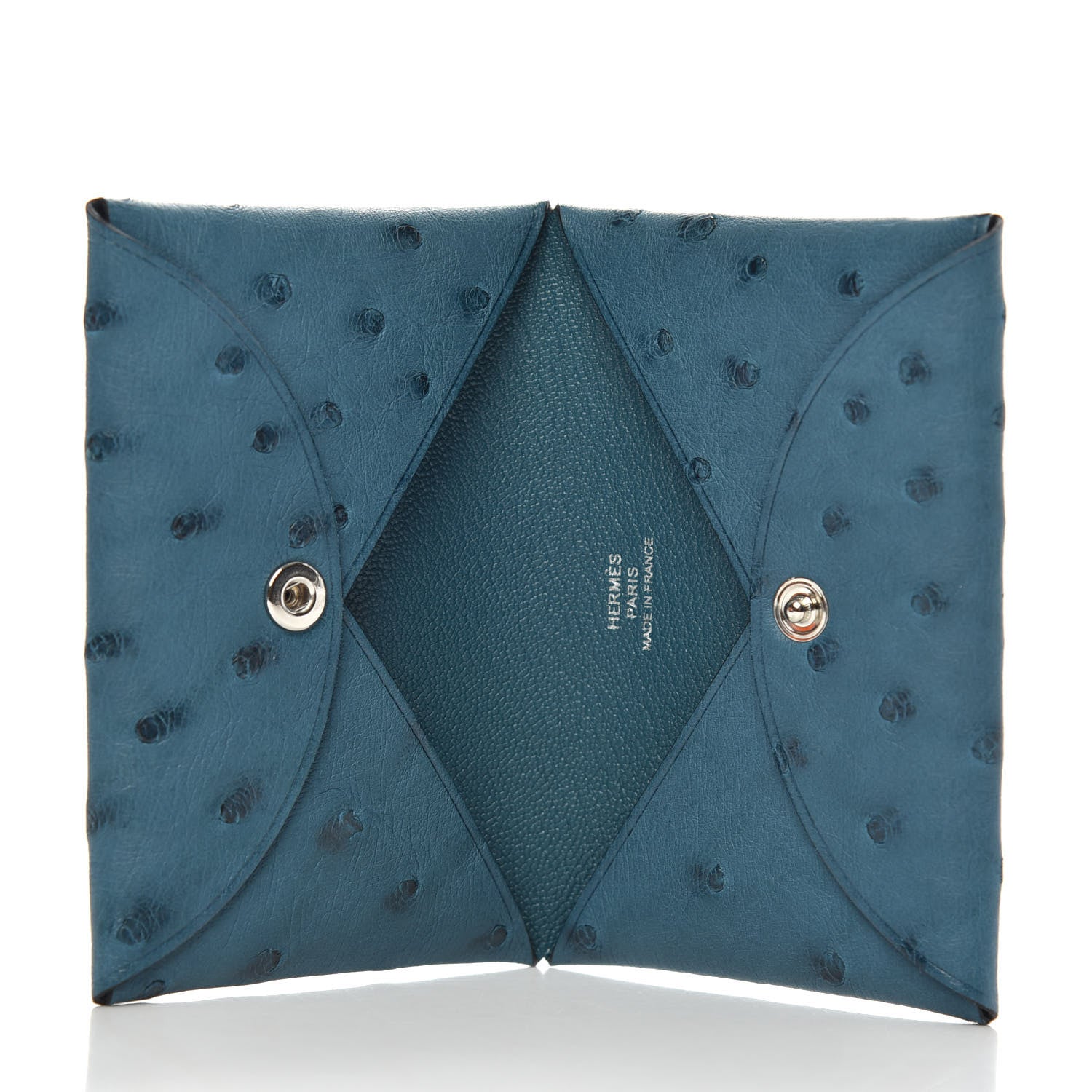 Hermes Ostrich Calvi Cobalt 6 of 7