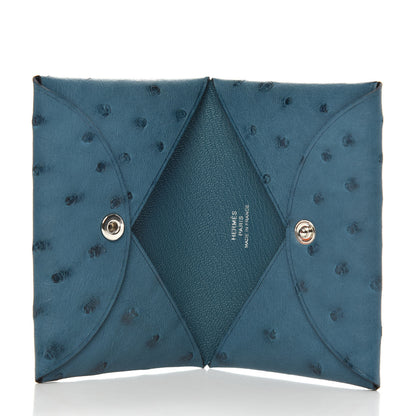 Hermes Ostrich Calvi Cobalt 6 of 7