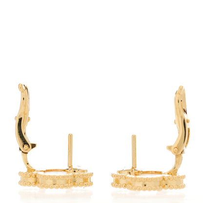 Van Cleef & Arpels 18K Yellow Gold Mother of Pearl Vintage Alhambra Earrings 3 of 5