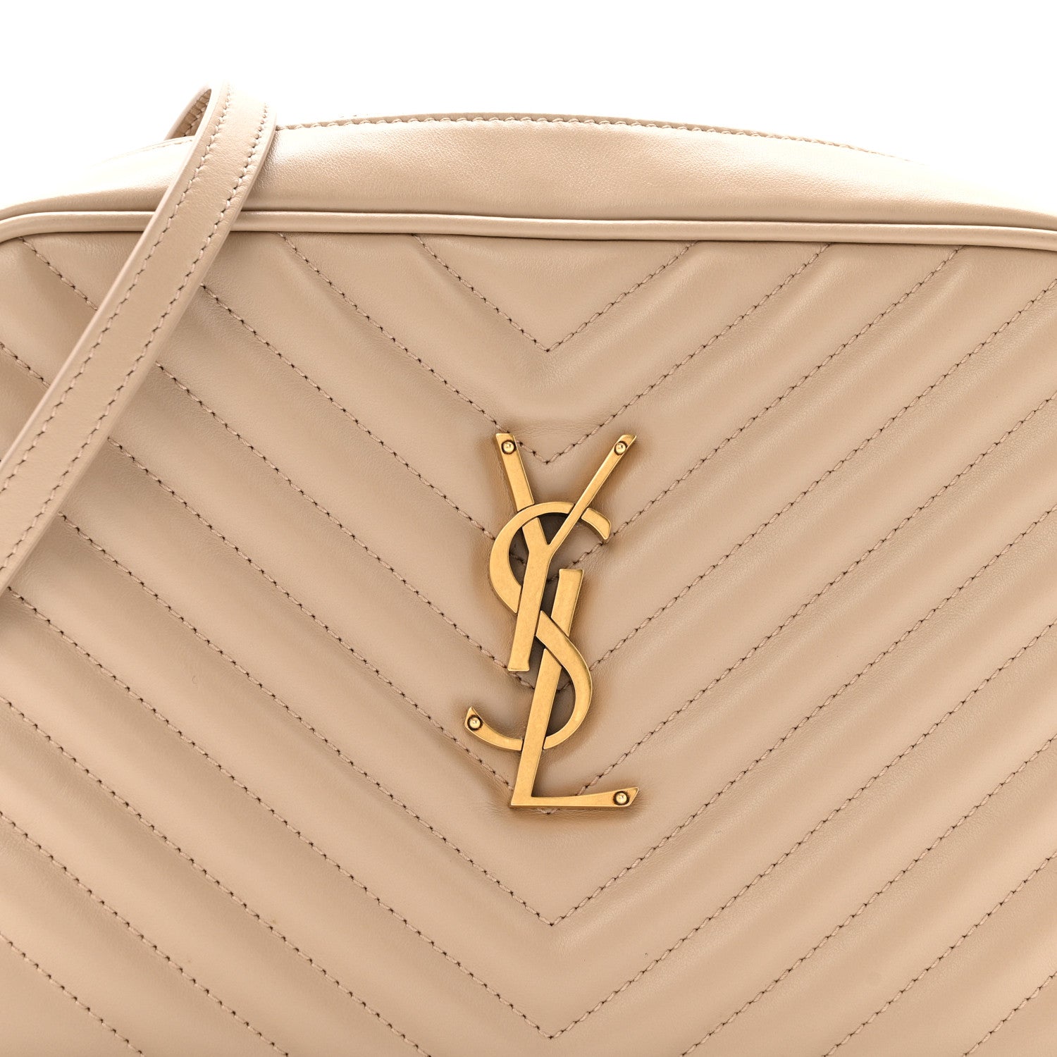 Saint Laurent Calfskin Matelasse Monogram Lou Camera Bag Dark Beige 8 of 13