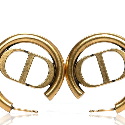 Christian Dior Metal 30 Montaigne Hoop Earrings Aged Gold 3 of 4