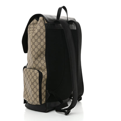Gucci GG Supreme Monogram Single Buckle Backpack Beige Black 1 of 18