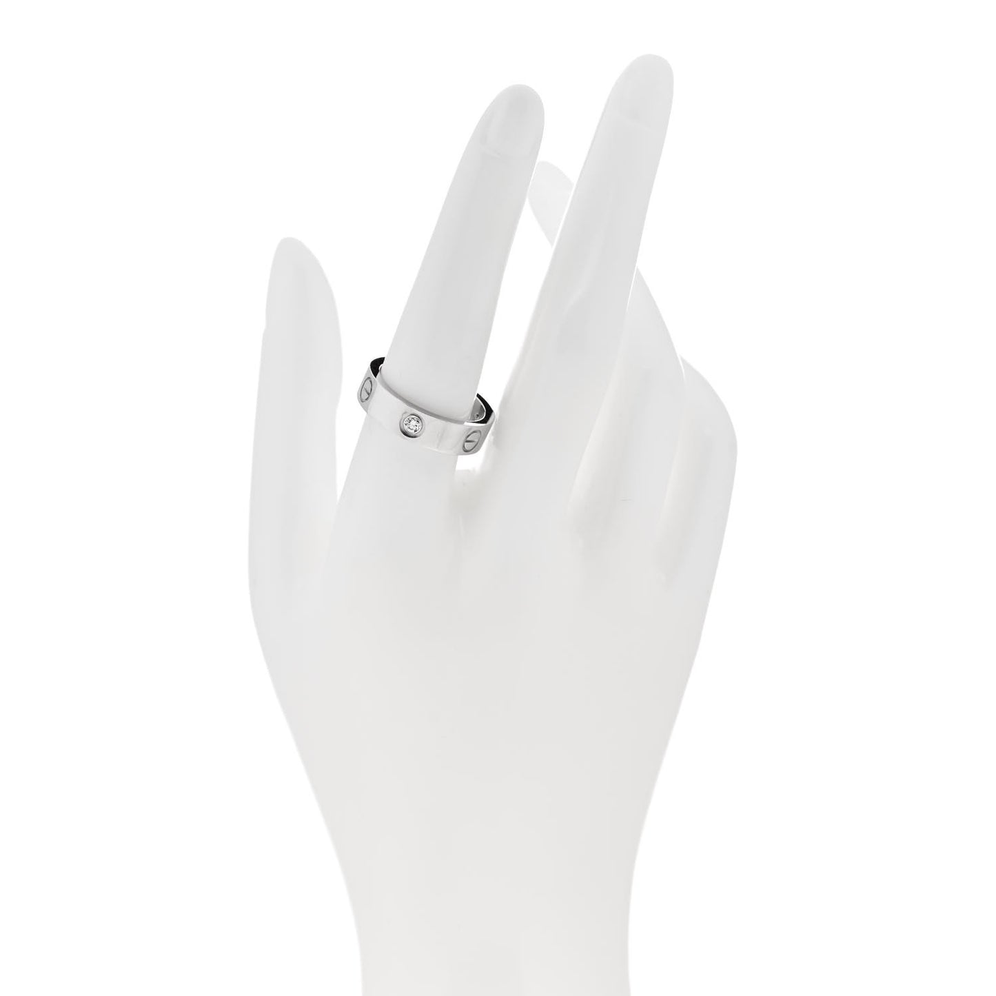 18K White Gold 3 Diamond 5.5mm LOVE Ring 57 8