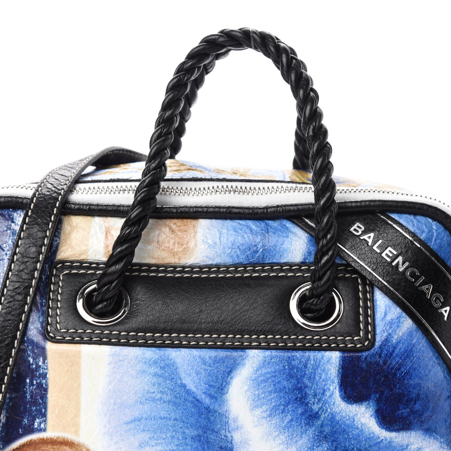 Agneau Floral Print Small Blanket Square Tote Bleu