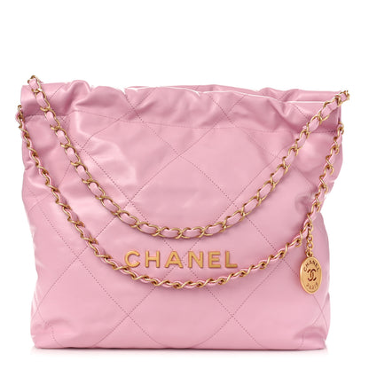 Chanel Shiny Calfskin Quilted Small Chanel 22 Pink 2 of 10