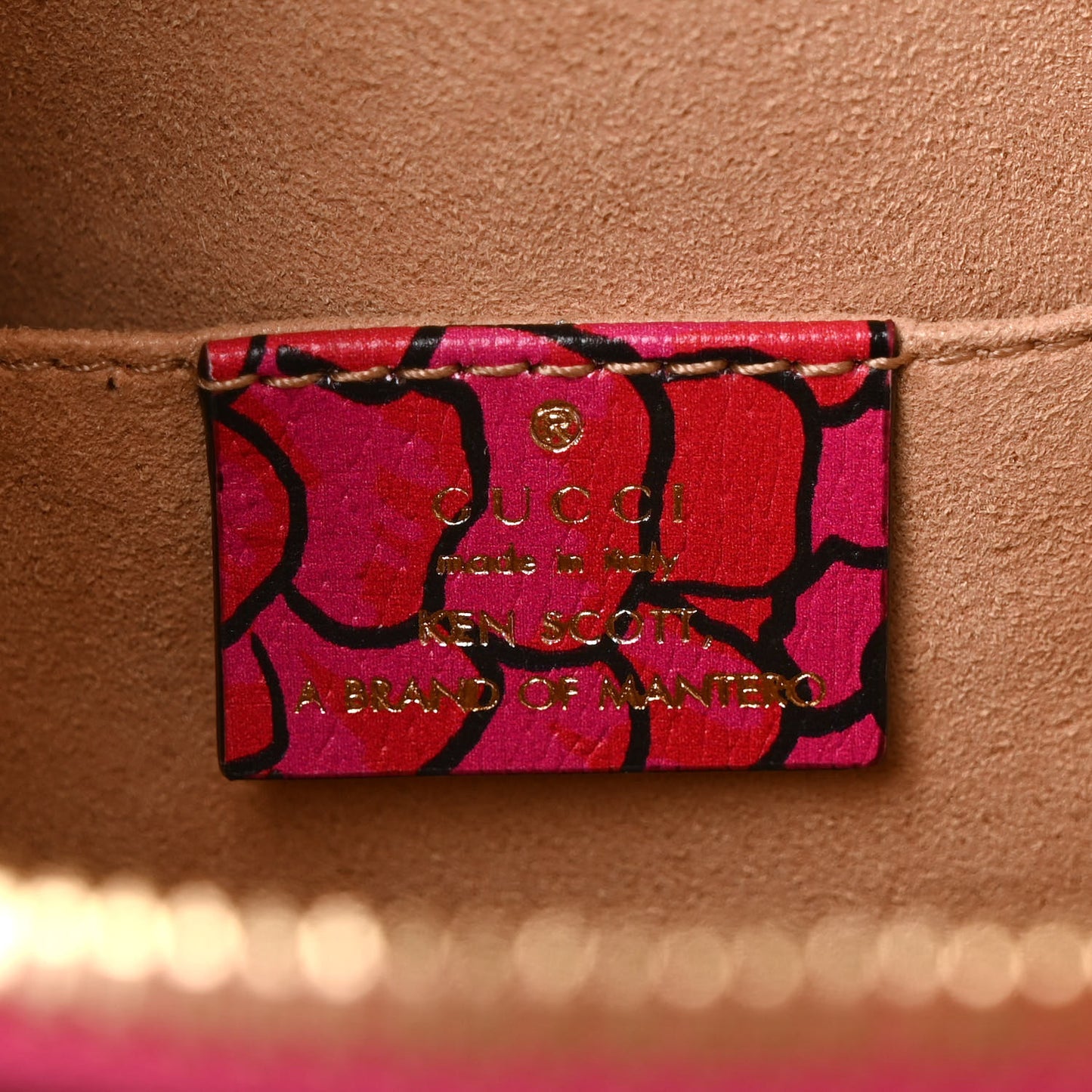 X KEN SCOTT Textured Calfskin Pomponica Print Mini Horsebit 1955 Top Handle Bag Multicolor Fuxia Pompom