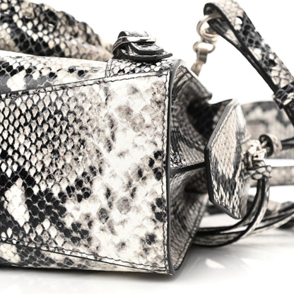 Balenciaga Grained Calfskin Snake Effect Neo Classic Silver Hardware Mini City Black White 9 of 9