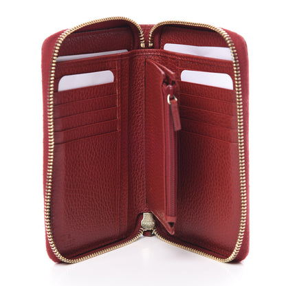 Gucci Monogram Dollar Calfskin Zip Around Compact Wallet Beige Ebony Rosso 5 of 11