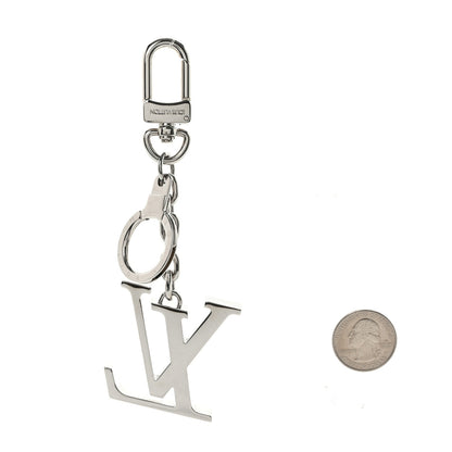 Louis Vuitton Metal Palladiium Finish LV Initiales Bag Charm Key Holder Silver 2 of 5