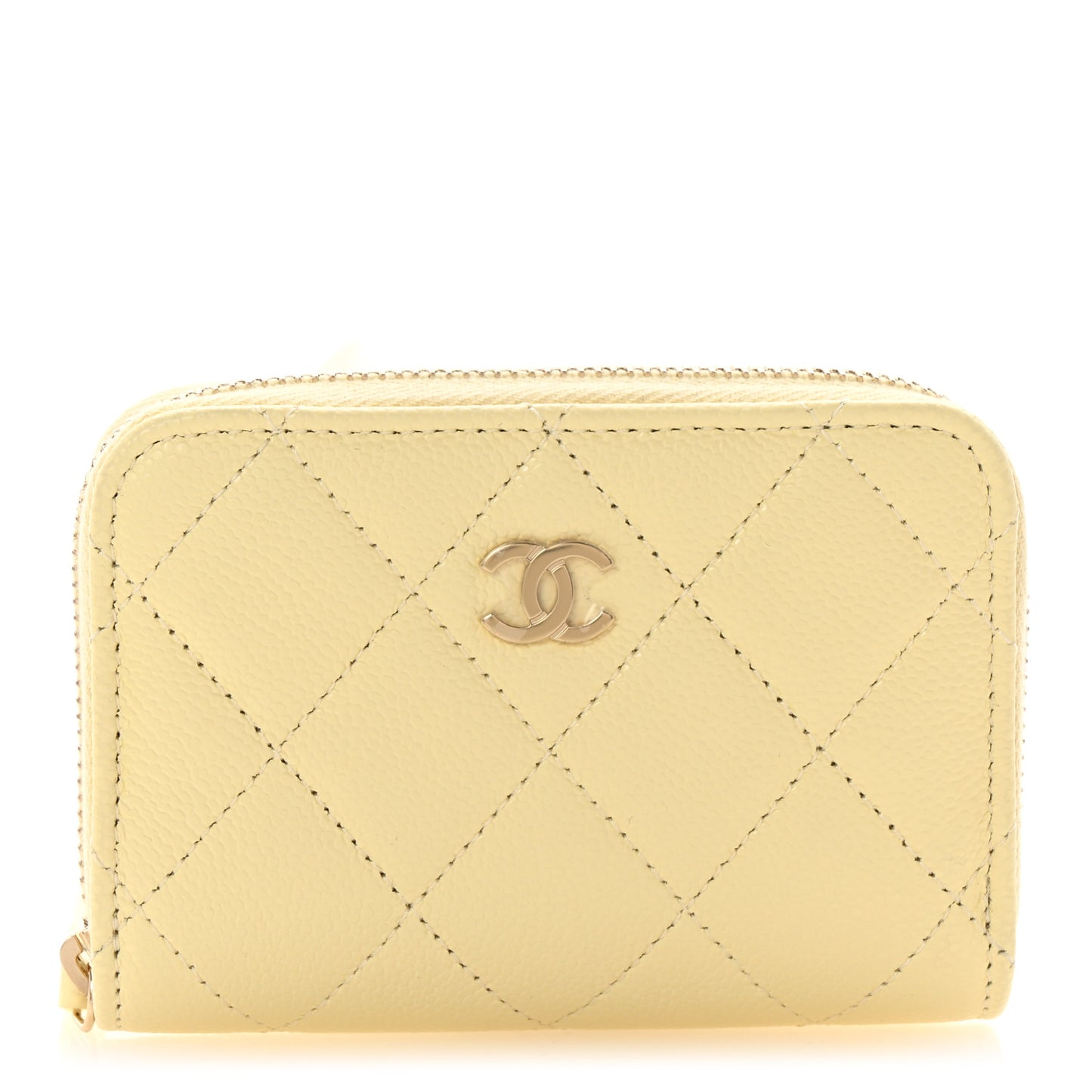 Caviar Quilted Zip Coin Purse Light Yellow