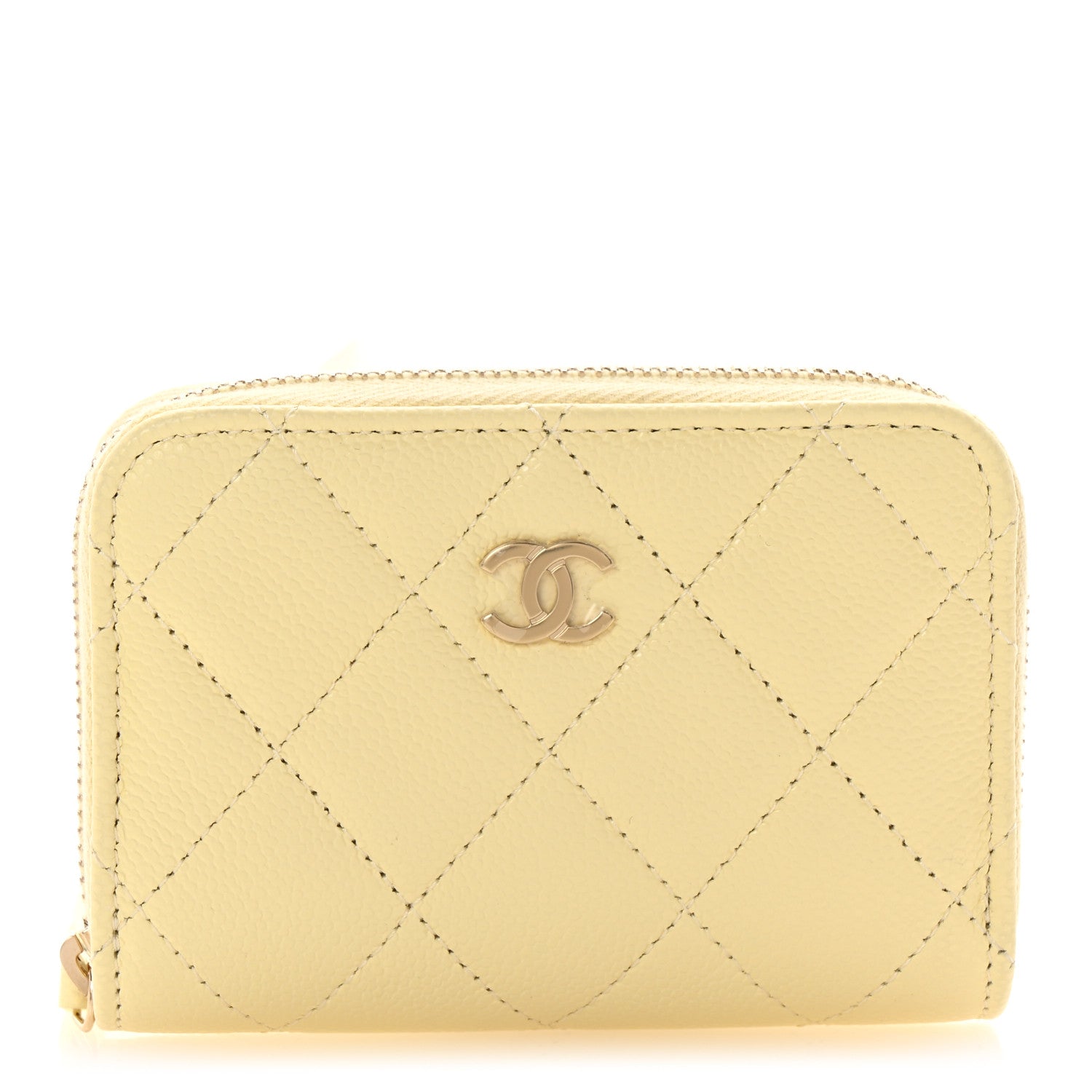 Chanel Caviar Quilted Zip Coin Purse Light Yellow 1 of 8