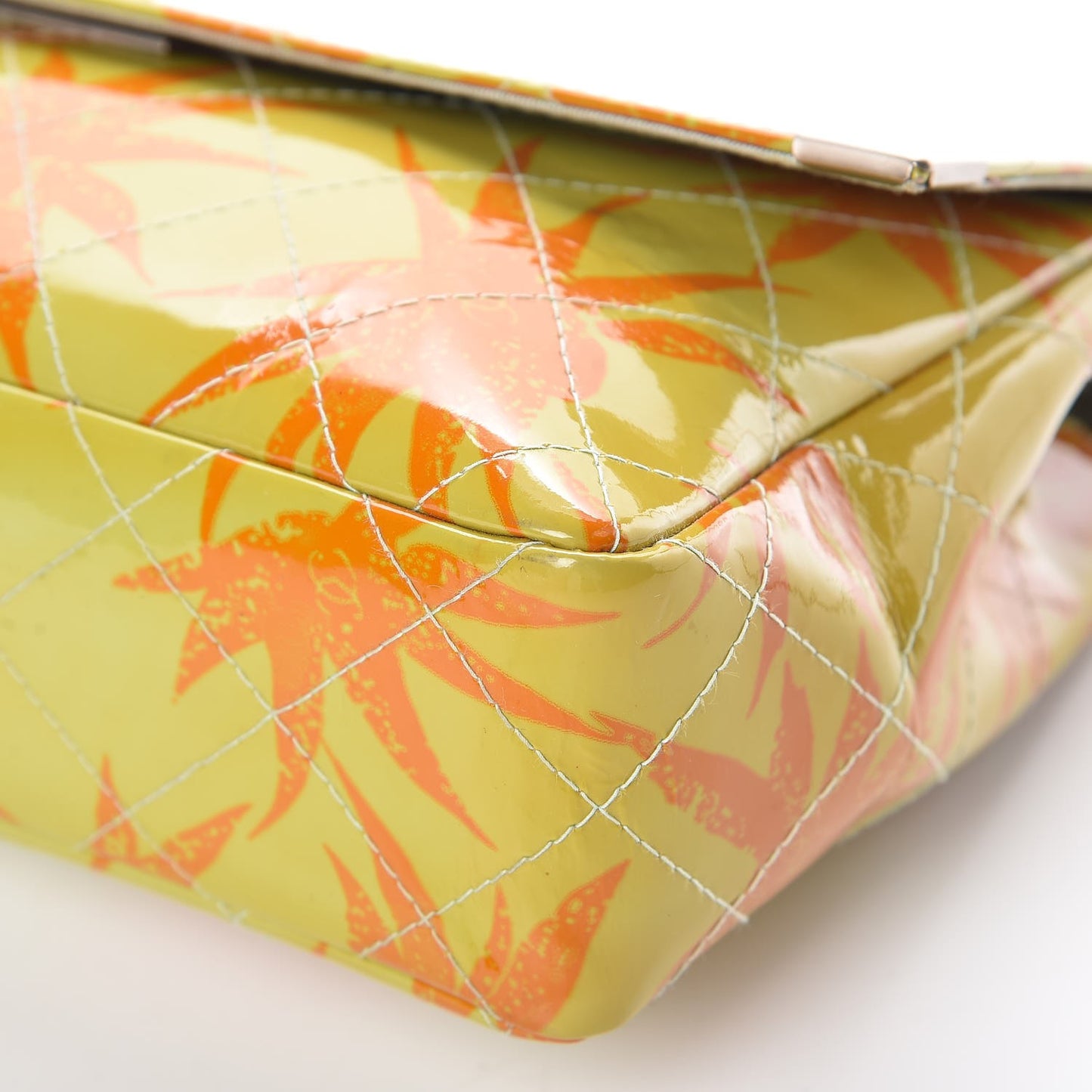Patent Quilted Floral Printed 2.55 Reissue 225 Flap Green
