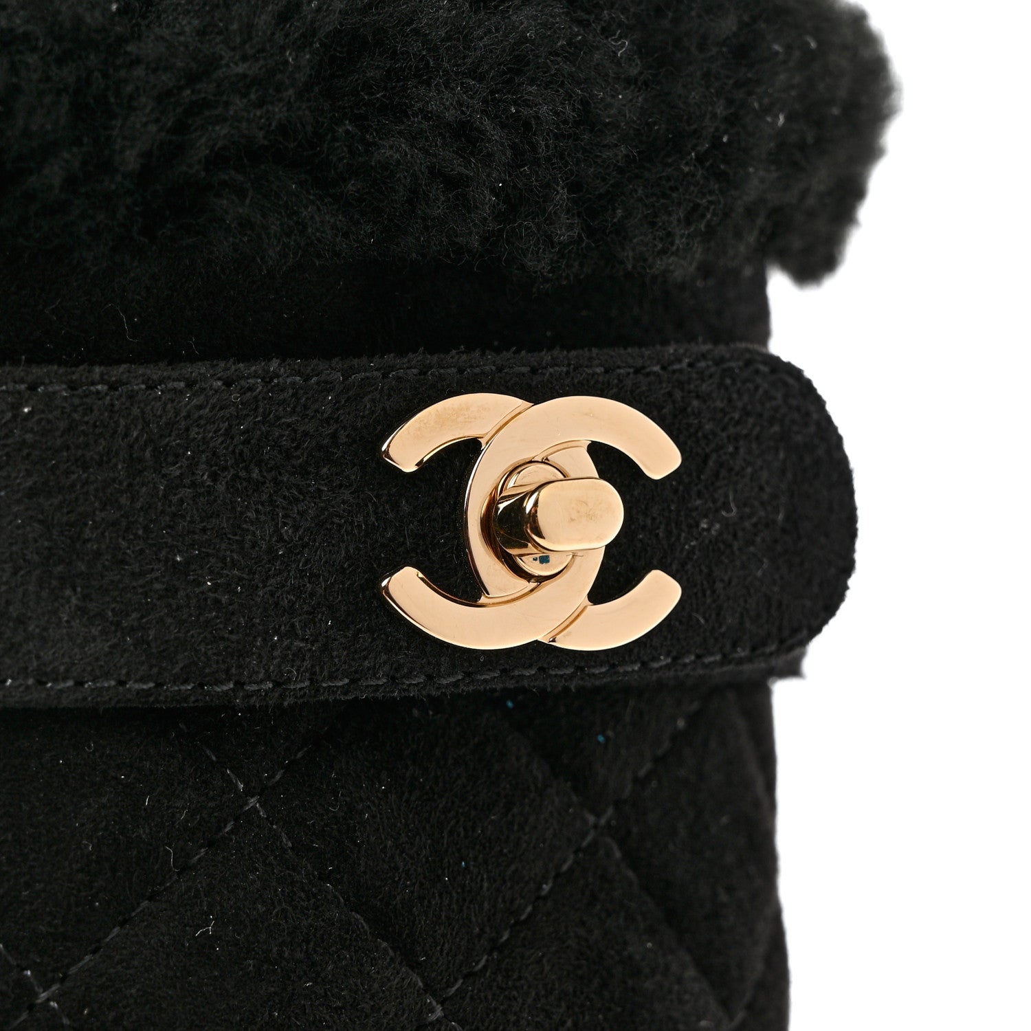 Chanel Suede Calfskin Shearling Turn Lock Clogs 40 Black 5 of 9