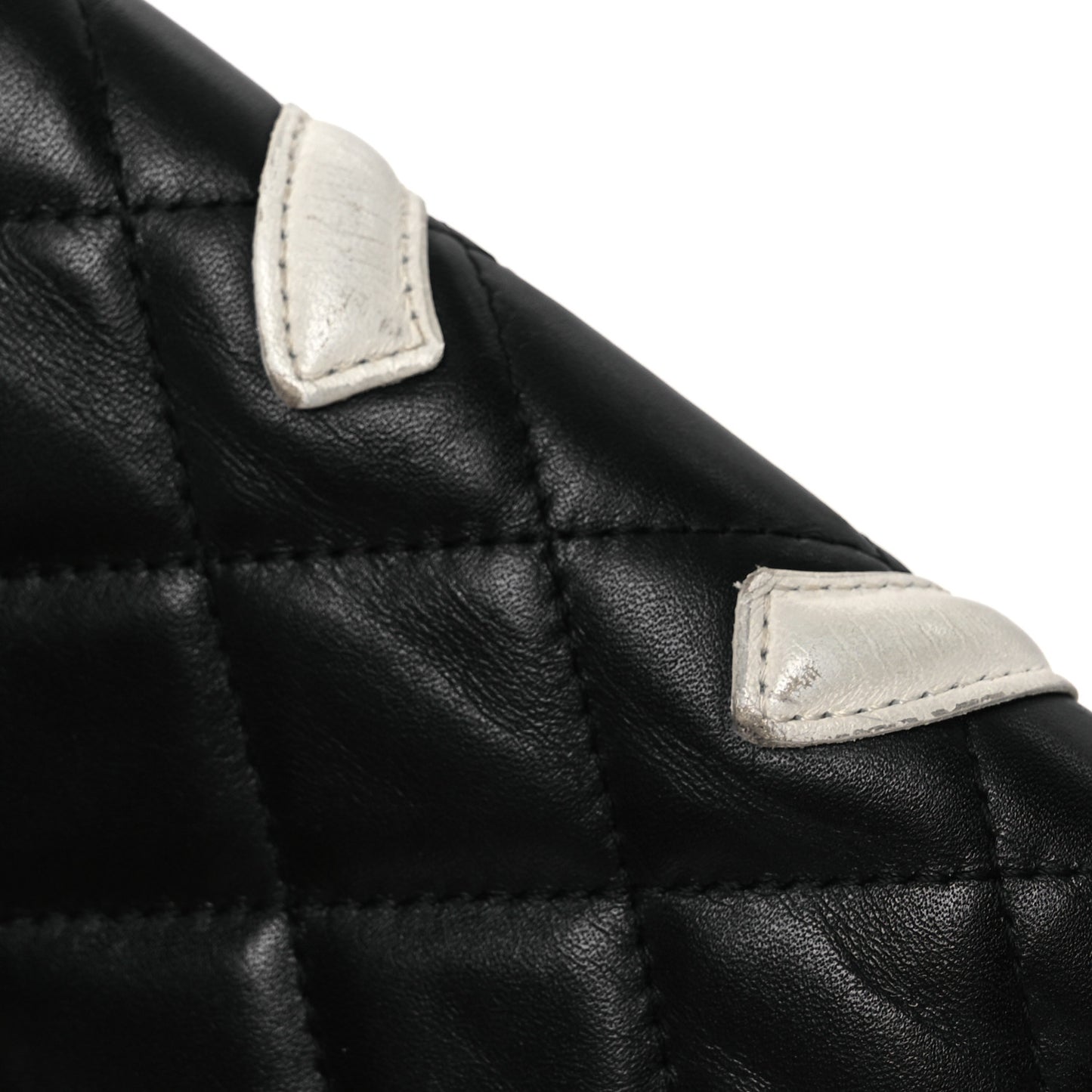 Calfskin Quilted Cambon Yen Wallet Black White