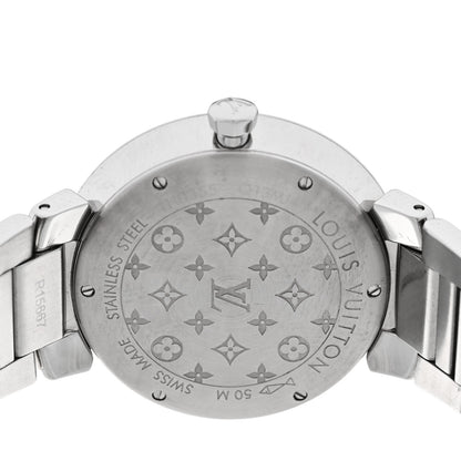 Louis Vuitton Stainless Steel Diamond 33mm Tambour Slim Quartz Watch 4 of 5