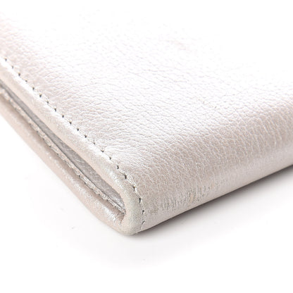 Chanel Goatskin Camellia Embossed Zip Around Wallet Silver 7 of 12