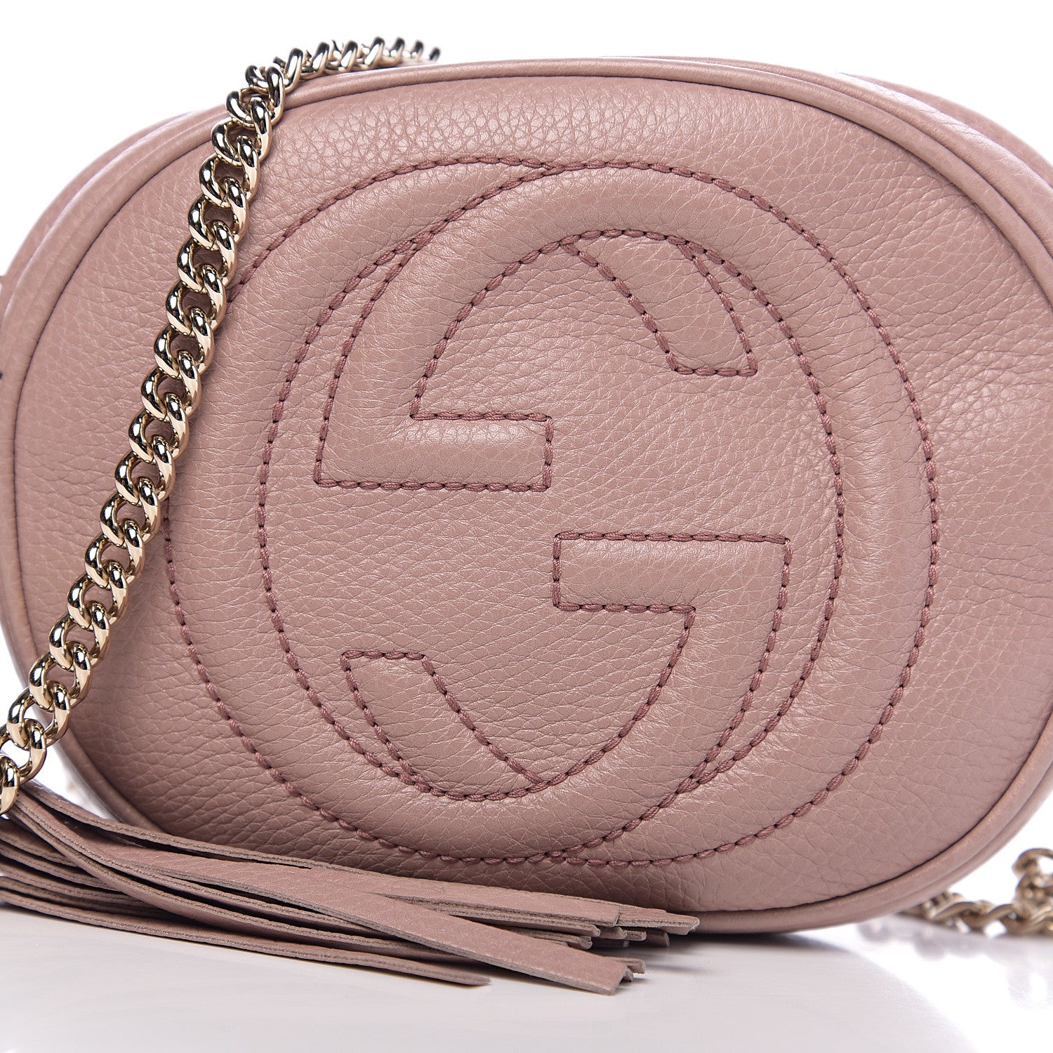 Gucci Pebbled Calfskin Mini Soho Chain Bag Dark Cipria 7 of 9