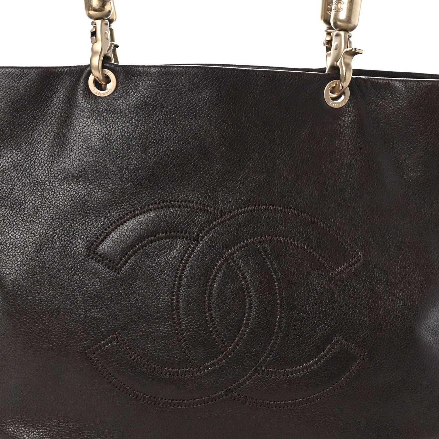 Caviar CC Stitched Tote Dark Brown