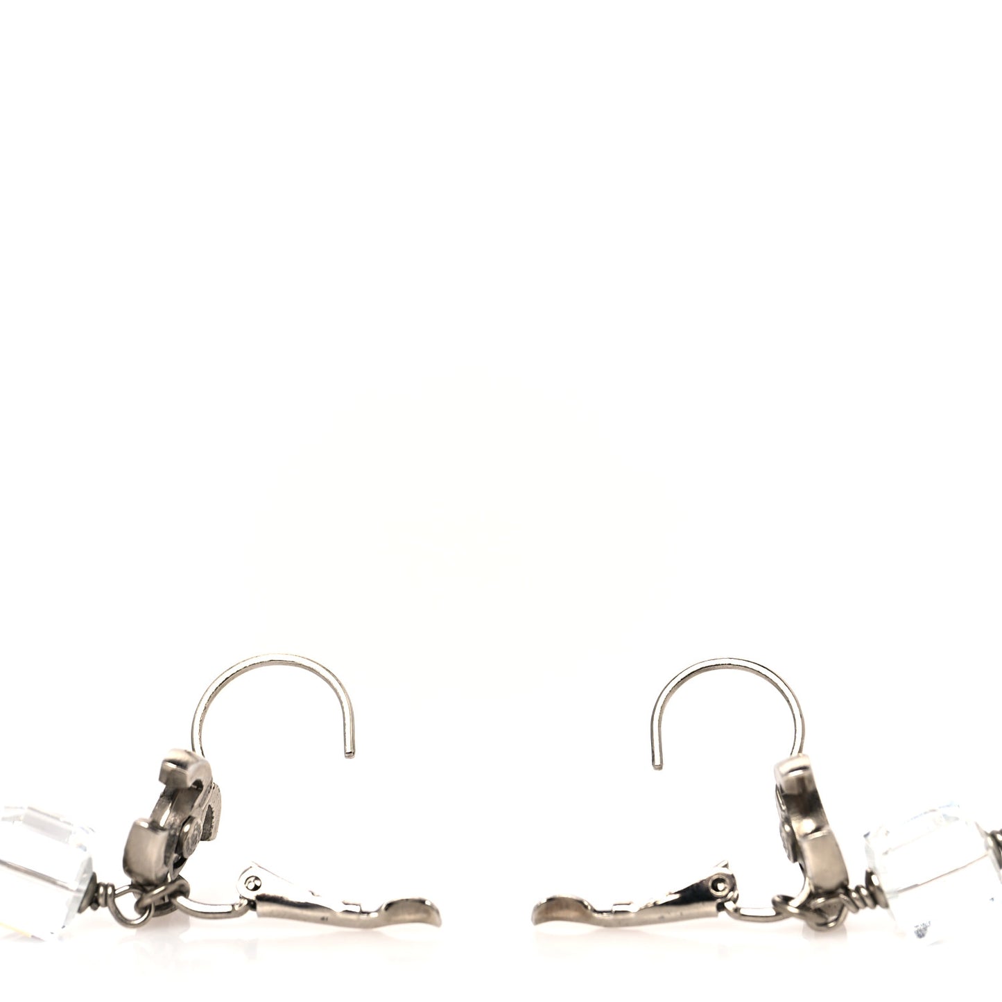 Crystal CC Dangle Earrings Silver Black