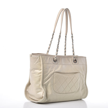 Chanel Glazed Calfskin Small Deauville Tote Ivory 3 of 9