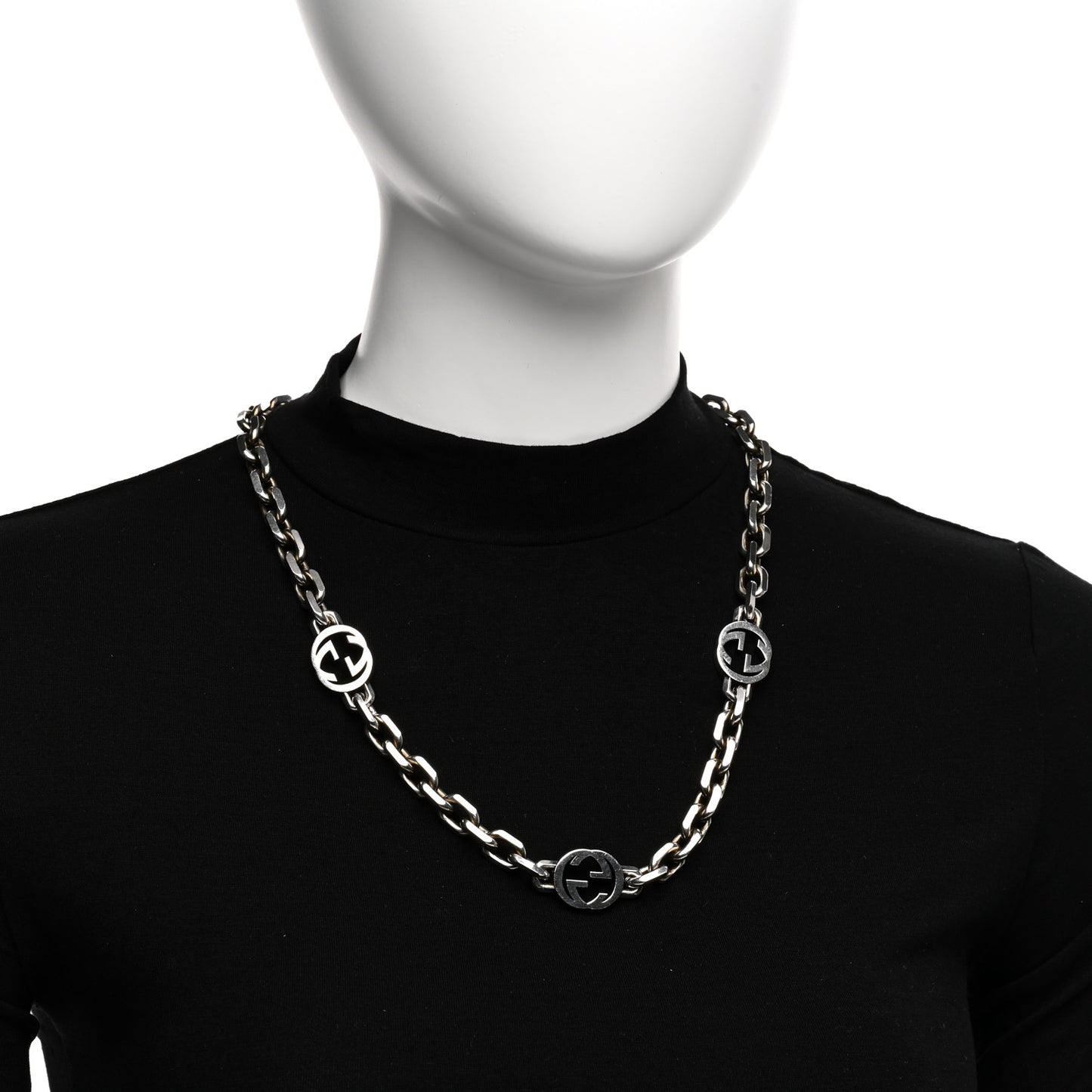 Sterling Silver Interlocking GG Chain Necklace
