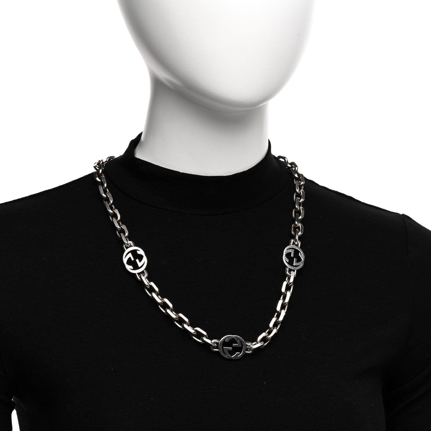 Gucci Sterling Silver Interlocking GG Chain Necklace 2 of 4