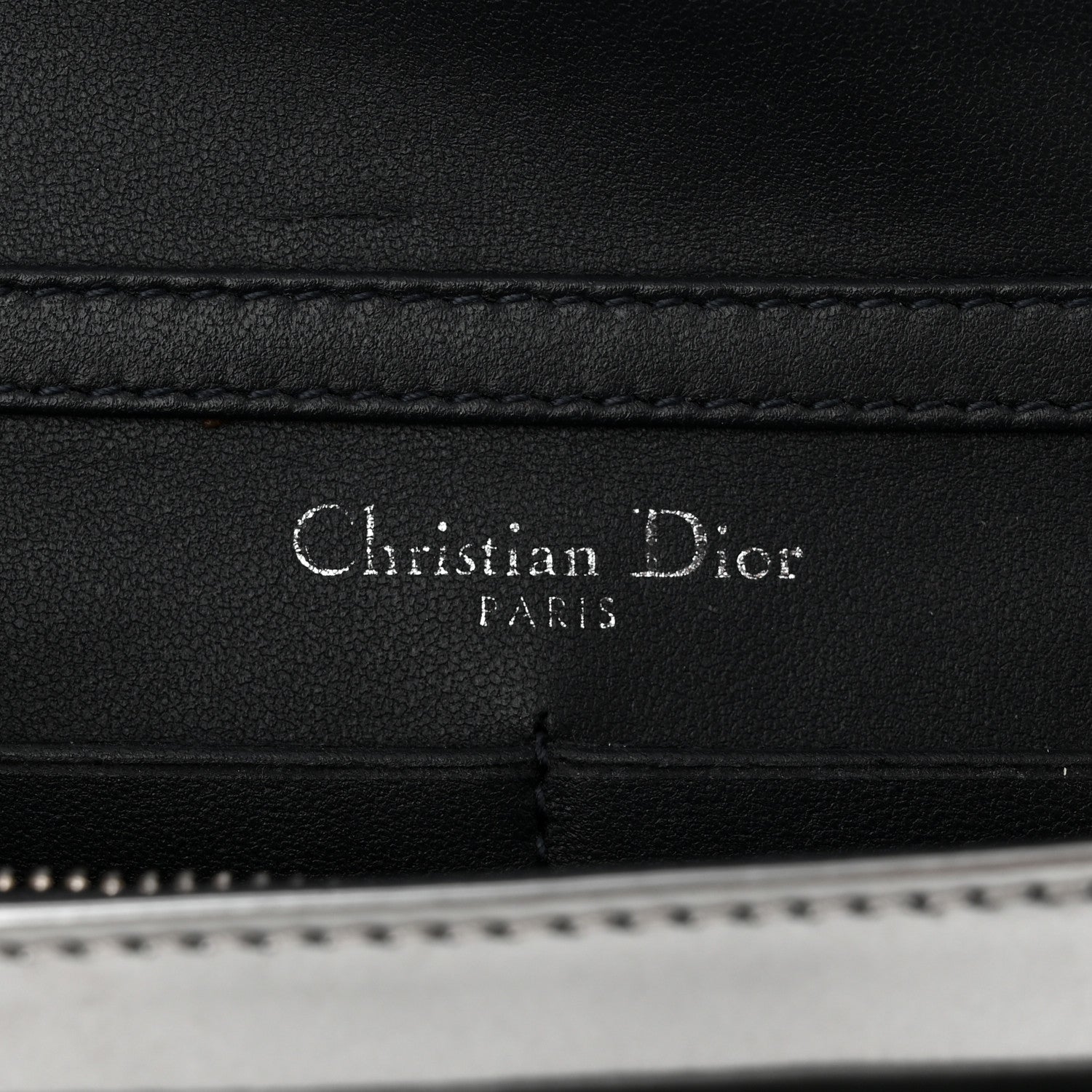 Christian Dior Metallic Patent Micro-Cannage Diorama Wallet on Chain Pouch Silver 6 of 14
