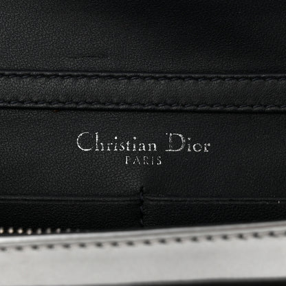 Christian Dior Metallic Patent Micro-Cannage Diorama Wallet on Chain Pouch Silver 6 of 14