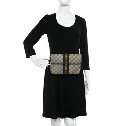 Gucci GG Supreme Monogram Azalea Calfskin Web Jackie 1961 Belt Bag 100 40 Beige Ebony Brown Sugar 2 of 11